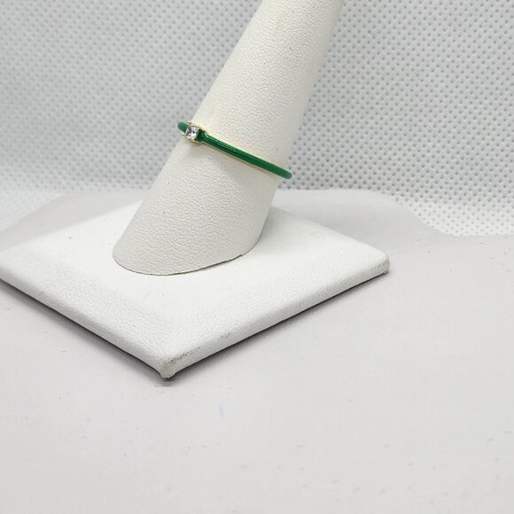 Brand New Sterling Silver 925 Green enamel Ring / band - Picture 3 of 5
